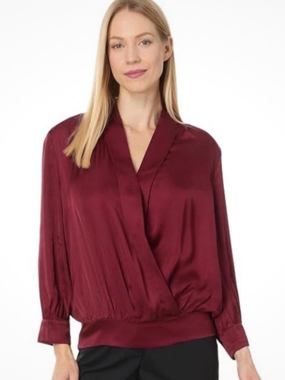 Liverpool Burgundy Satin Wrap Blouse